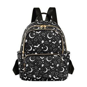 Mini Backpack Halloween Moon Night Sky Bats Fashion Backpack Purse for🦄